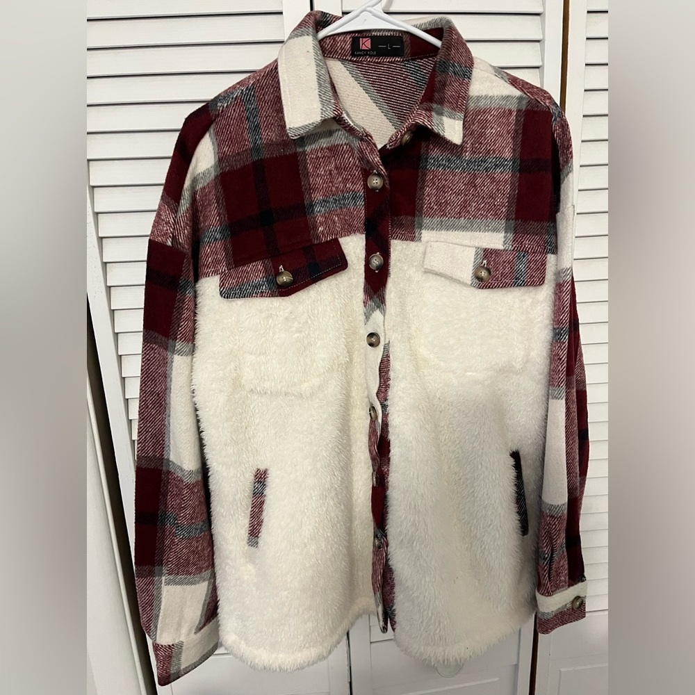 Warm and cozy plaid flannel jacket